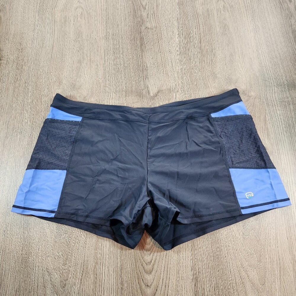 🩵💙Free Country Womens Swim Shorts XXL 18 Sea Mist Blue Laser Cut Boyshort‎ EUC